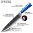 10-teiliges japanisches Kochmesser Set mit Damast-Design & blauem Harzgriff | Profi V-Schnitt Klingen